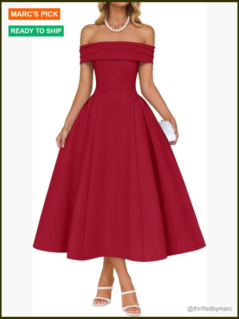 Off Shoulder Short Sleeve Swing A Line Midi Cocktail Dress